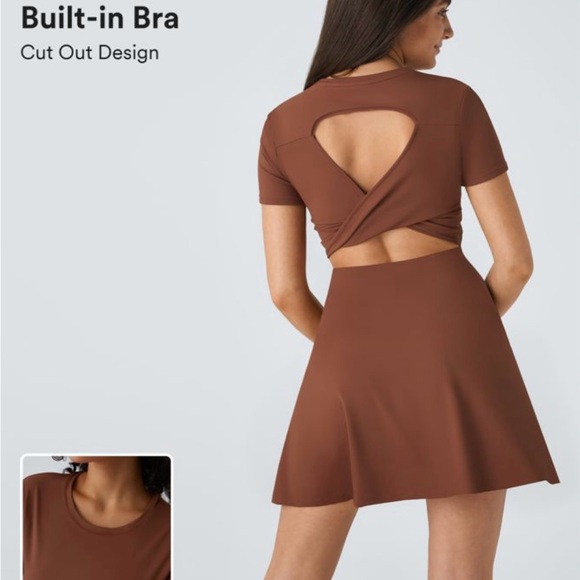 HALARA Dresses & Skirts - HALARA Brown Backless Dress with Cut-Out Design